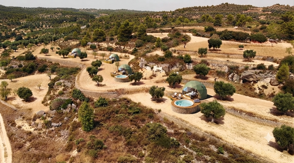dômes géodésique avec jacuzzi